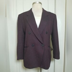 JONES NEW YORK WOOL Black Red Single button Lined Heavier Weight Blazer 16